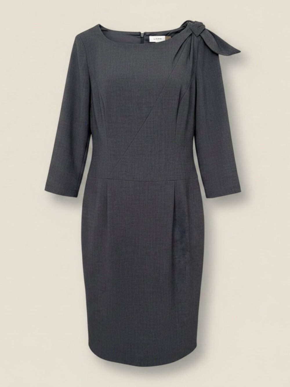 Calvin Klein | Charcoal 3/4 Sleeve Sheath Dress | With Bow